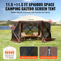 Pop Up Gazebo 11.5x11.5FT 6 Sided Screen Tent Mosquito Netting Brown