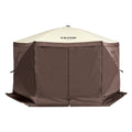 Pop Up Gazebo 11.5x11.5FT 6 Sided Screen Tent Mosquito Netting Brown