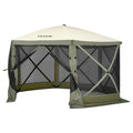 6 Sided Pop Up Gazebo 12x12ft Screen Tent Mosquito Netting Army