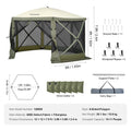 6 Sided Pop Up Gazebo 12x12ft Screen Tent Mosquito Netting Army