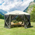 6 Sided Pop Up Gazebo 12x12ft Screen Tent Mosquito Netting Army