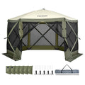 6 Sided Pop Up Gazebo 12x12ft Screen Tent Mosquito Netting Army