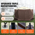Pop Up Gazebo 12.5x12.5FT 6 Sided Screen Tent Mesh Windows Brown