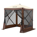 Pop Up Gazebo 6x6FT 4 Sided Tent Brown Mosquito Mesh Netting