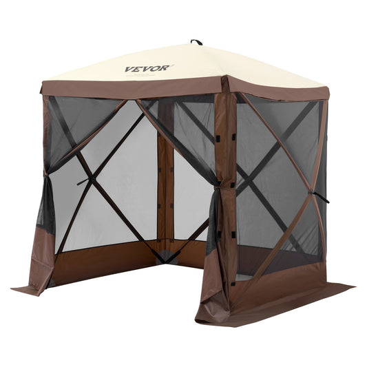 Pop Up Gazebo 6x6FT 4 Sided Tent Brown Mosquito Mesh Netting