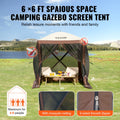 Pop Up Gazebo 6x6FT 4 Sided Tent Brown Mosquito Mesh Netting