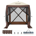 Pop Up Gazebo 6x6FT 4 Sided Tent Brown Mosquito Mesh Netting