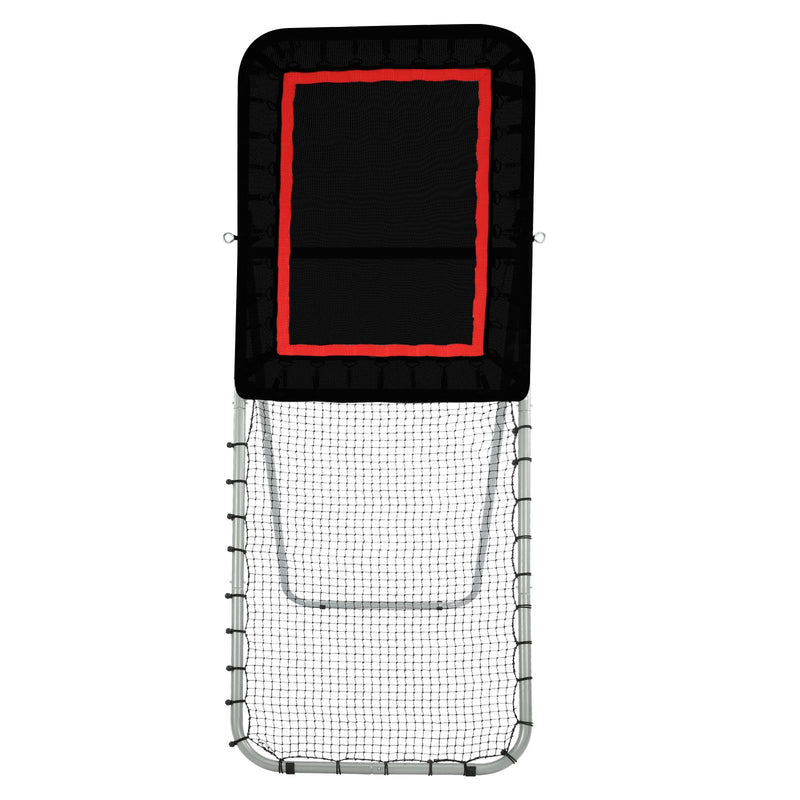 Folding Lacrosse Rebounder for Backyard, 3x8 Ft Volleyball Bounce Back Net, Pitchback Throwback Baseball Softball Return Training Screen, Adjustable Angle Shooting Practice Training Wall, Black