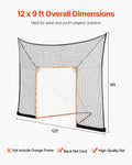 Hockey Lacrosse Goal Backstop Net 12x9ft Quick Setup Training