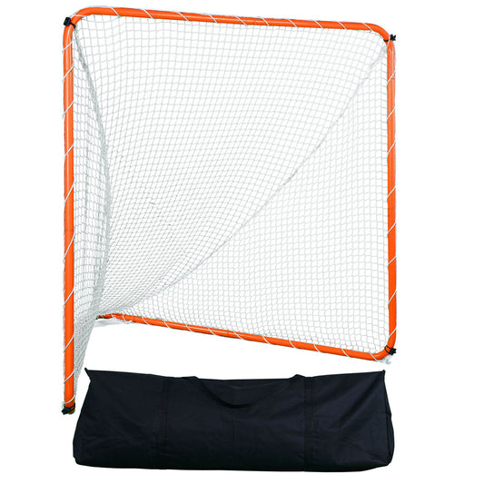 Lacrosse Goal, 6' x 6' Lacrosse Net, Steel Frame Backyard Lacrosse Training Equipment, Portable Lacrosse Goal with Carry Bag, Quick & Easy Setup, Perfect for Youth Adult Training, Orange