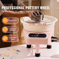 Pottery Wheel, 11 inch Pottery Forming Machine, 450W Electric Wheel for Pottery with Foot Pedal and LCD Touch Screen, Direct Drive Ceramic Wheel with 3 Support Legs for DIY Art Craft, Pink