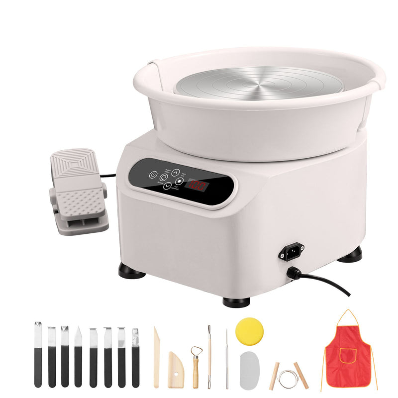 Pottery Wheel, 11 inch Pottery Forming Machine, 350W Electric Wheel for Pottery with Foot Pedal and LCD Touch Screen, Direct Drive Ceramic Wheel with Shaping Tools for DIY Art Craft, White