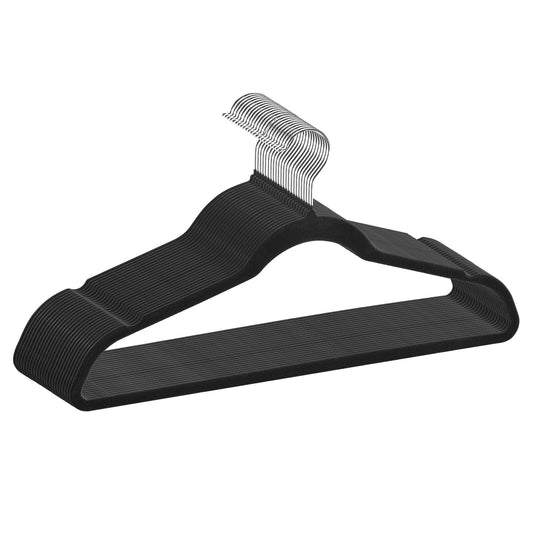 Velvet Hangers 50 Pack Black Non-Slip 360° Swivel Hook