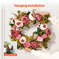 Artificial Wreath 48cm Pink Peonies Hydrangeas Decorative