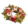 Artificial Wreath 48cm Pink Peonies Hydrangeas Decorative