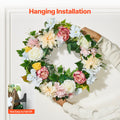 Artificial Wreath 60cm White Pink Yellow Peonies Hydrangeas