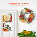 Artificial Wreath 60cm Red Orange Yellow Hydrangeas Roses