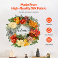 Artificial Wreath 60cm Red Orange Yellow Hydrangeas Roses