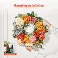 Artificial Wreath 60cm Red Orange Yellow Hydrangeas Roses