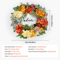 Artificial Wreath 60cm Red Orange Yellow Hydrangeas Roses