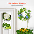 Artificial Wreath 58cm Blue White Green Hydrangeas Roses