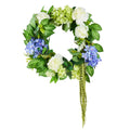 Artificial Wreath 58cm Blue White Green Hydrangeas Roses