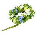 Artificial Wreath 58cm Blue White Green Hydrangeas Roses