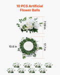 Flower Balls 10 PCS 450mm White Roses Wedding Centrepiece Artificial