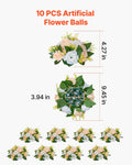 Artificial Flower Ball 10 PCS 240mm Champagne White Rose Wedding