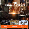 Cefito 22LBS Cast Steel Anvil Single Horn Blacksmith Tool