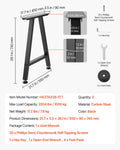 Trapezoid Steel Table Legs 740x550mm Black Set of 2 1000kg