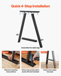 Trapezoid Steel Table Legs 740x550mm Black Set of 2 1000kg