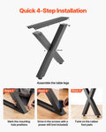Steel Table Legs 750x600mm X Frame 2pcs 1000kg Black