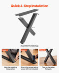 Steel Table Legs 750x790mm X Frame 2pcs 1000kg Black