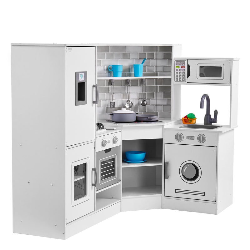 Kitchen Playset 24 Piece White Kids Pretend Cooking Play Toy Set