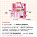 Kitchen Playset Kids Pretend Cooking Play Toy 74 Piece Accessories Pink