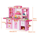 Kitchen Playset Kids Pretend Cooking Play Toy 74 Piece Accessories Pink