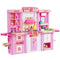 Kitchen Playset Kids 74 Piece Pretend Cooking Play Toy Pink