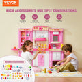 Kitchen Playset Kids 74 Piece Pretend Cooking Play Toy Pink