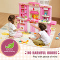 Kitchen Playset Kids 74 Piece Pretend Cooking Play Toy Pink