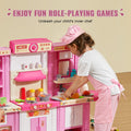Kitchen Playset Kids 74 Piece Pretend Cooking Play Toy Pink