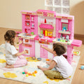 Kitchen Playset Kids 74 Piece Pretend Cooking Play Toy Pink