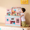 Kids Kitchen Playset 24pc Cooking Toy Pink Pretend Play Accessories