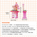 Kitchen Playset Kids Pretend Cooking Play Toy 48 Piece Accessories Pink