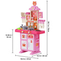 Kitchen Playset Kids Pretend Cooking Play Toy 48 Piece Accessories Pink