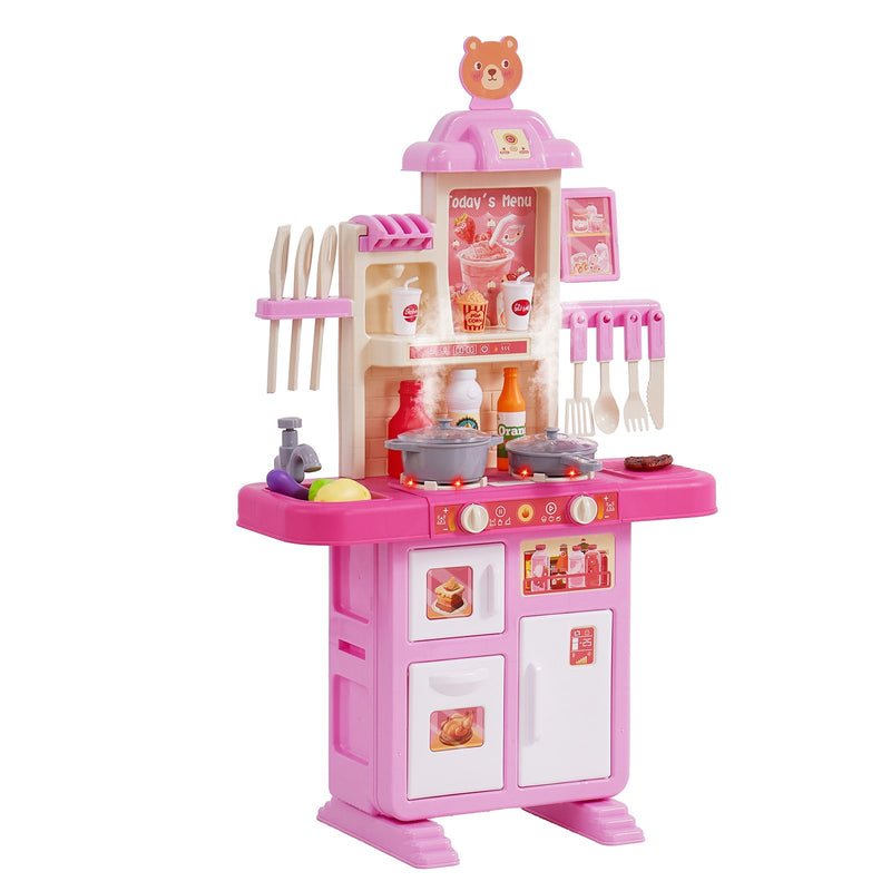 Kids Kitchen Playset 48 Piece Accessories Pretend Cooking Pink