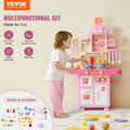 Kids Kitchen Playset 48 Piece Accessories Pretend Cooking Pink