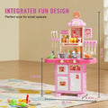 Kids Kitchen Playset 48 Piece Accessories Pretend Cooking Pink