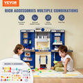 Kids Kitchen Playset 74pc Pretend Cooking Play Accessories Blue