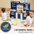 Kids Kitchen Playset 74pc Pretend Cooking Play Accessories Blue